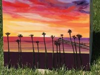 Palm trees beach sunset