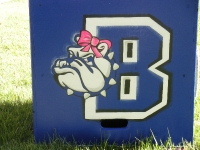 B Bulldog with pink bow