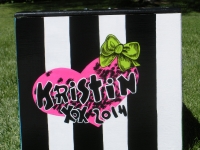 Pink Heart black white stripes